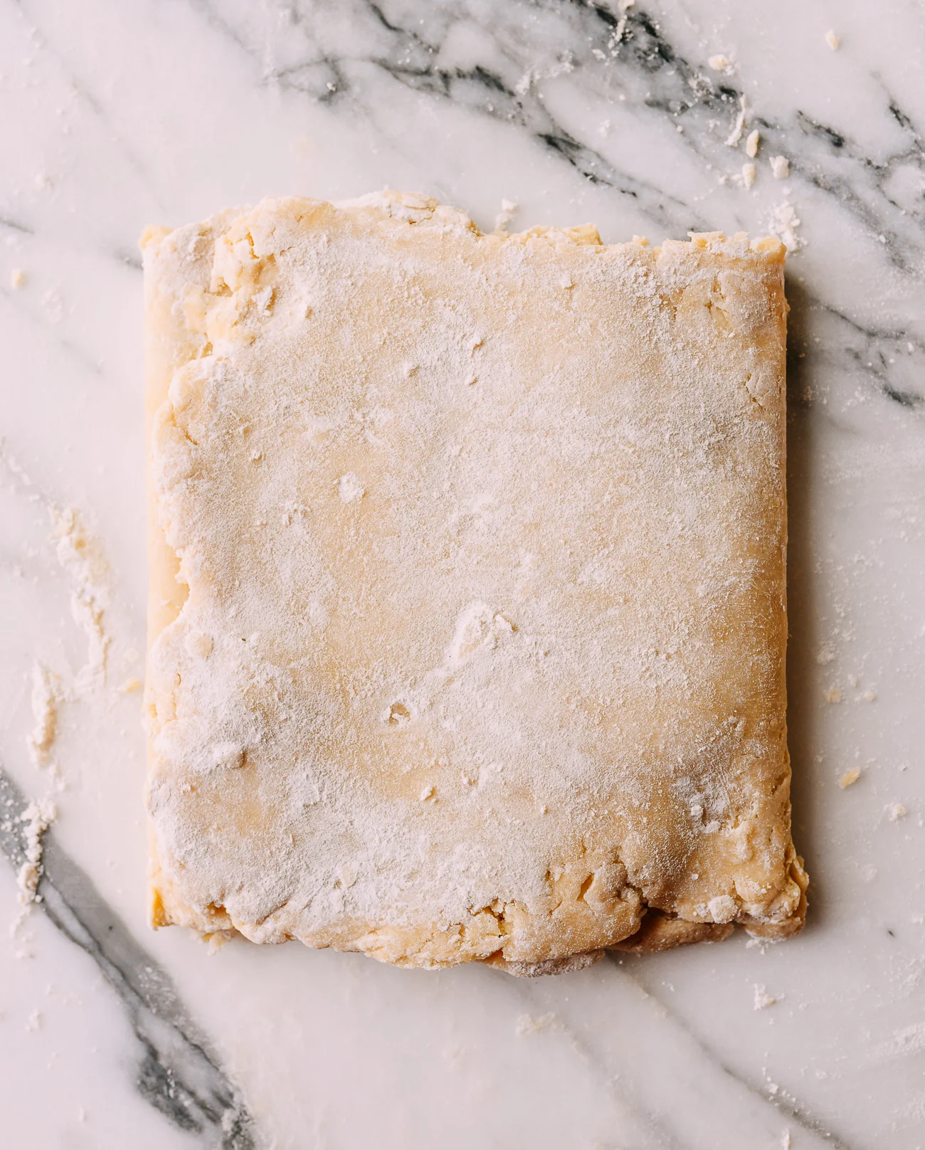 Dough folded into thirds like a letter