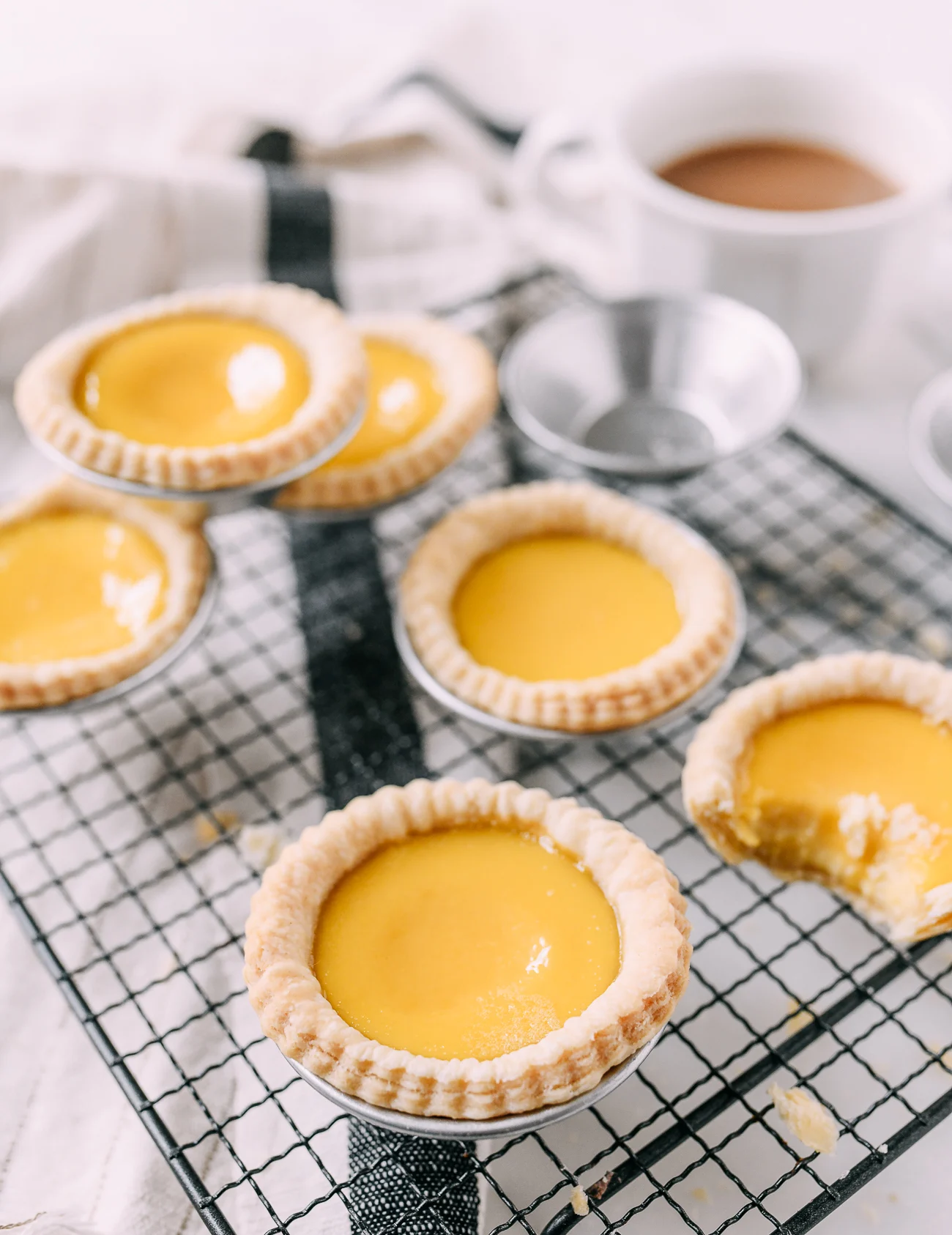 Egg tarts cooling after baking