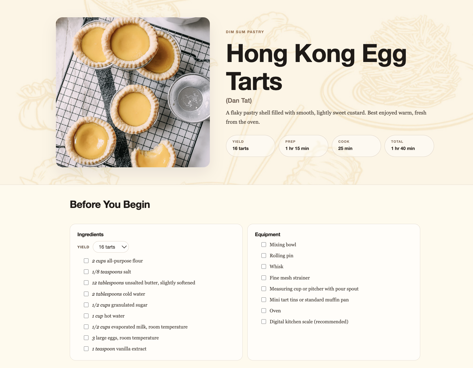 Preview of Lily Sun's recipe page project